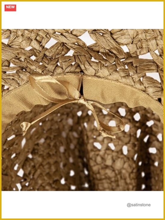 Woven Straw Cowboy Hat with Rope Detail, Wide Brim Sun Protection, Adjustable main image 5